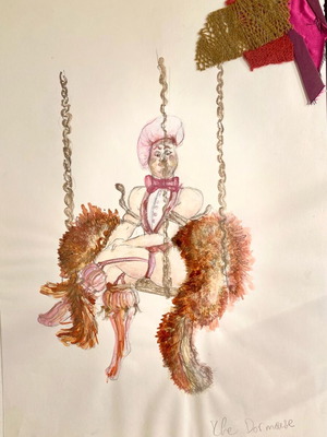 Theatrical costume design from Alice in Wonderland used, watercolor on A3 paper