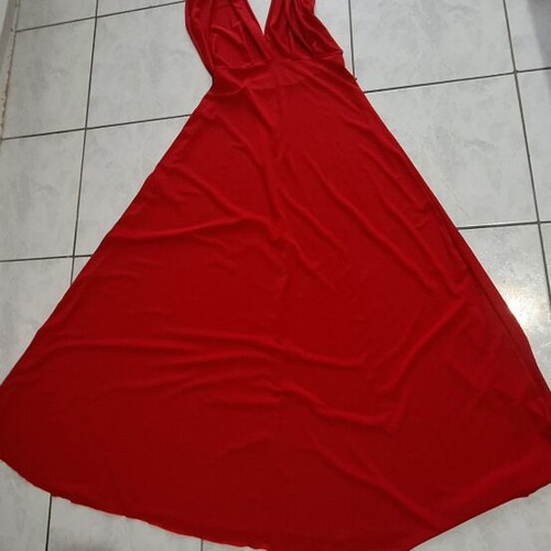 Multifunctional red backless dress used