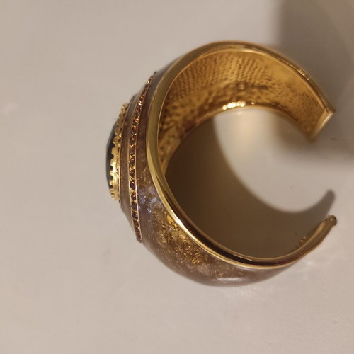 Roberto Cavalli bracelet cuff 5.5 cm wide like new, black and gold