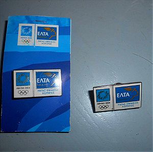 2 Συλλεκτικές Καρφίτσες (Pins) Ολυμπιακών Αγώνων Αθηνα 2004 ''ΕΛΤΑ Μέγας Χορηγός''. (Τιμή και για τΙς 2 Μαζί).