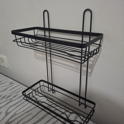 Metal two-tier bathroom shelf