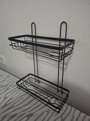 Metal two-tier bathroom shelf