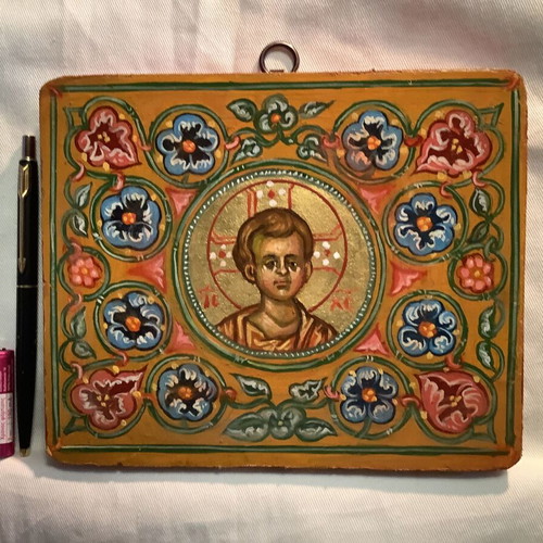 Byzantine Icon Christ with Decorative Miniature, Like New