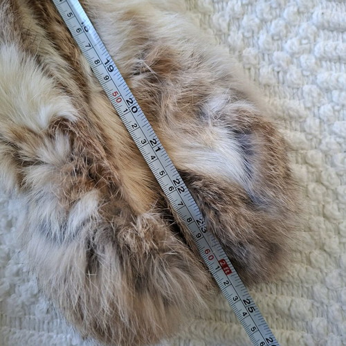 Natural fur coat used, 90s style, beige and brown