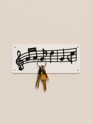3D Printed Key Holder Music Notes with 6 Positions Like New