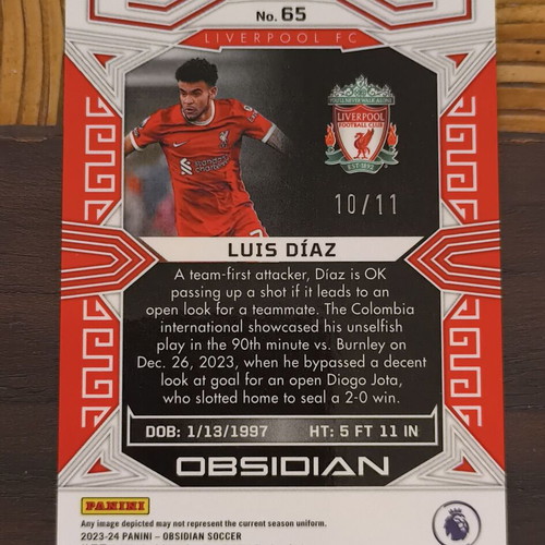 Luis Diaz Liverpool Panini 2023-24 Obsidian No. 65 new