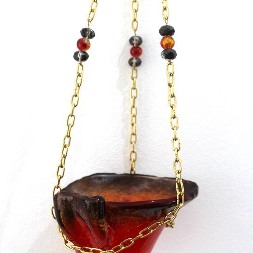 Orthodox Catholic glass hanging lamp handmade with chain new