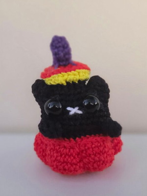 Decorative Pumpkin Kitty Handmade New