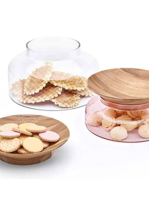 Glass jar with walnut lid Serax new