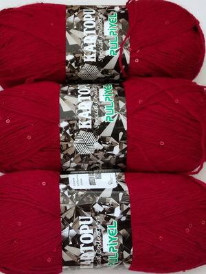 Kartopu Pulpiyel Special Collection knitting yarn set 3, new, deep red