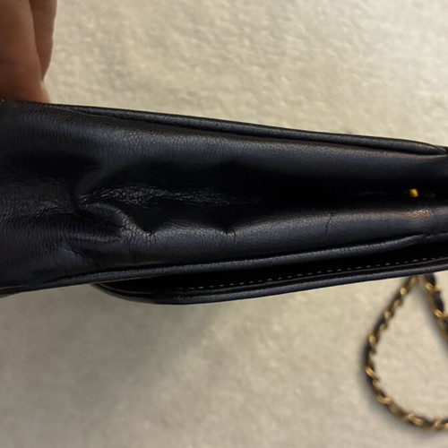 Mateus M leather crossbody bag, dark blue velvet-like fabric