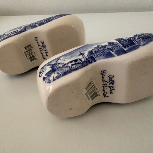 Delft Blue Porcelain Clogs Handpainted, 13 cm Length