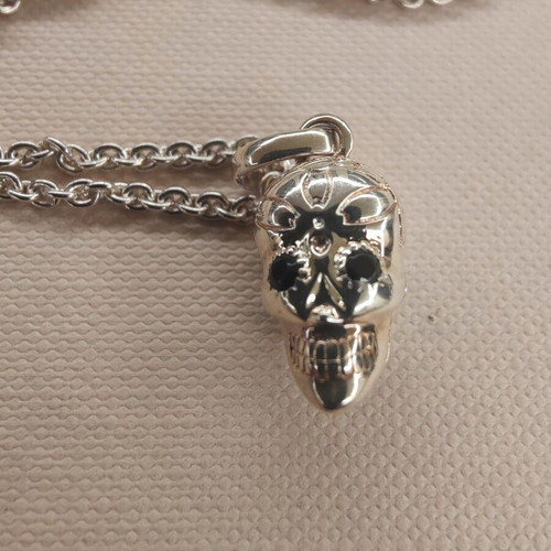 Links of London Sterling Silver Skull Necklace with Gemstone Eyes