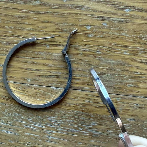Hoop earrings used, stainless steel, silver color