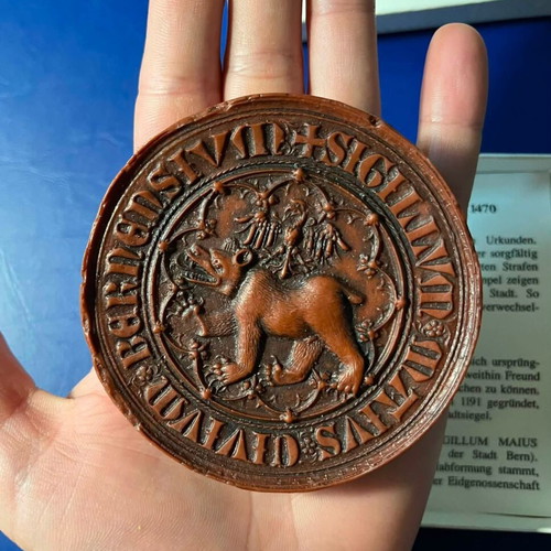 Historical Wax Seal of Bern 1470 with Original Case like new