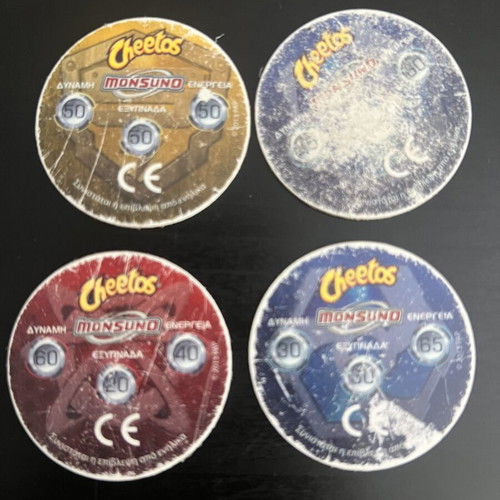 Cheetos Monsuno tags pack of 5 used, moderate wear