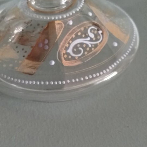 Handmade antique glass fondantière with 24K gold and enamel