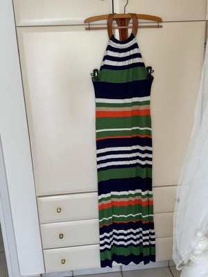 Maxi BSB dress used, striped halterneck with open back