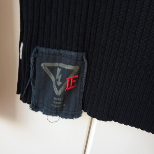 Error Jeans vintage men's knitted sweater black with Error Rider 13 print, like new