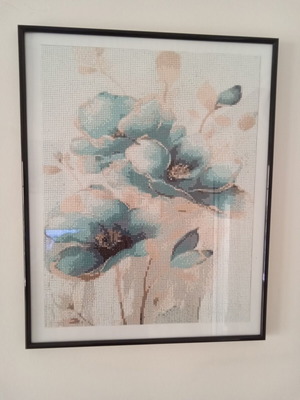 Mosaic frame with floral design diamond painting technique, new