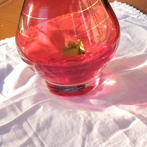 Bohemia Ruby Red vase new with 24K gold and handmade heirloom gift