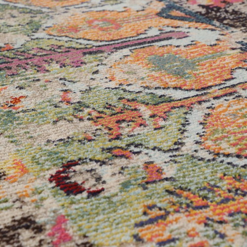 Colorful oriental style rug with distressed look like new