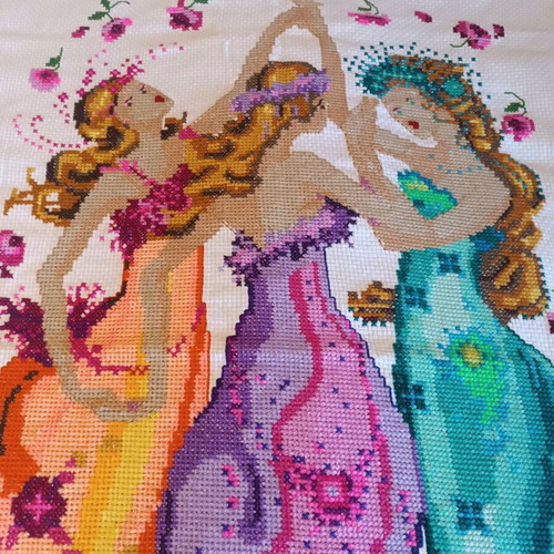 Handmade needlepoint like new, romantic design