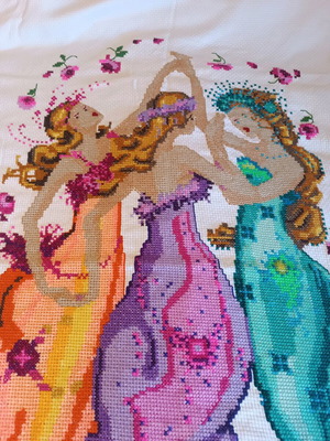 Handmade needlepoint like new, romantic design