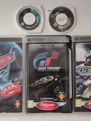 PSP games bundle used, Cars 2, Gran Turismo Platinum, PES 2011, Need for Speed, Crash of the Titans