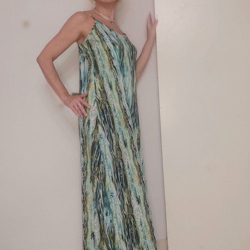 Sleeveless maxi dress like new, multicolored, size L