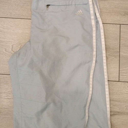 Adidas vintage track pants ice blue with white stripes, used