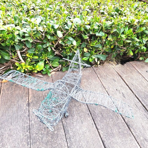 Handmade Industrial Wire Airplane Sculpture like new