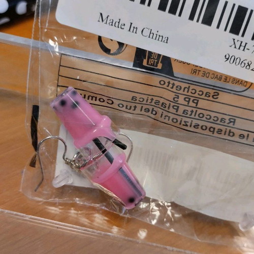 Pink Granita Glass Dangle Earrings new