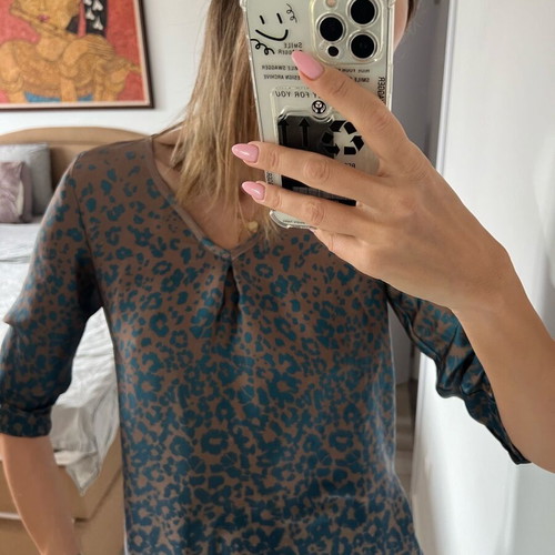 Marella women's shirt with animal print and belt, new, size S
