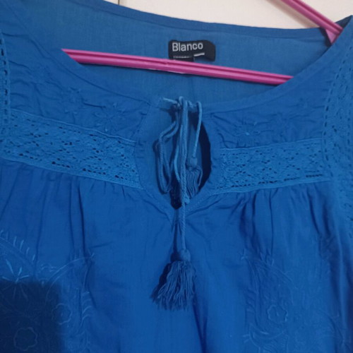 Blanco blue dress like new, short with embroidery