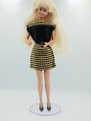 Dress with belt and shoes for fashion dolls used