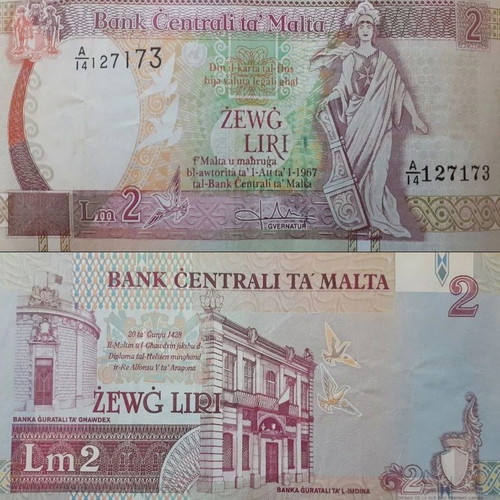 Malta 2 Liri banknote 1967