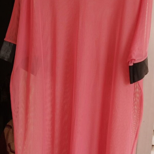 Tulle Sheer Blouse Dress like new, xxl-xxxl, pink with leather trims