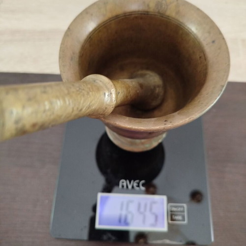 Vintage metal mortar and pestle used