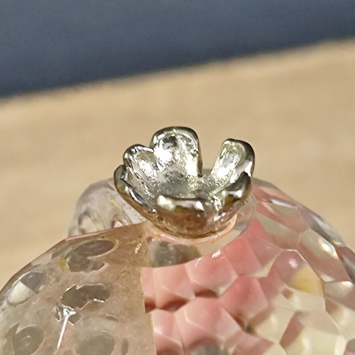 Vintage glass pomegranate charm with metal elements used