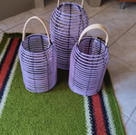Set of 3 lilac lanterns with wooden handles new