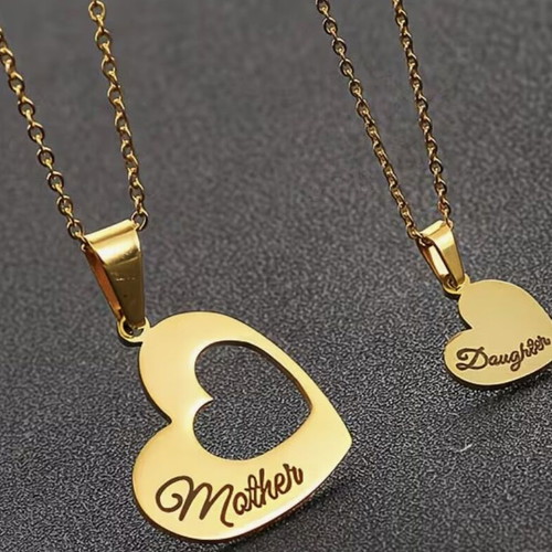 Mother-Daughter Necklace Set new, gold color stainless steel