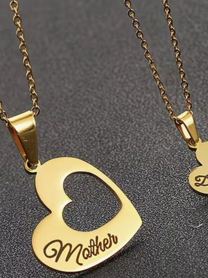 Mother-Daughter Necklace Set new, gold color stainless steel