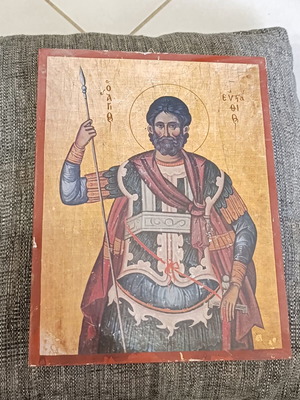 Vintage icon Saint Efstathios, 26x20 cm