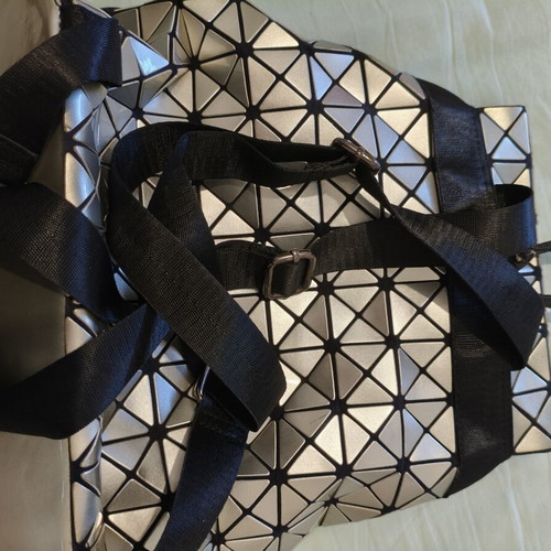 Geometric Backpack metallic silver Bao Bao style, like new