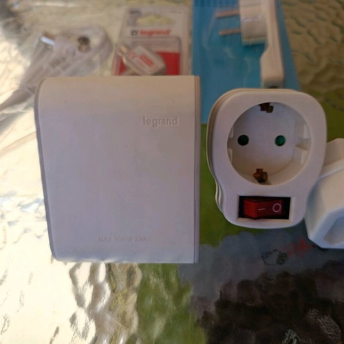 Power accessories new, set of 8 pieces with Legrand plugs and switch