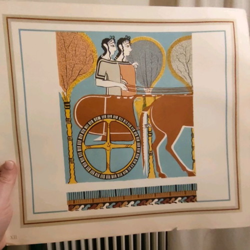 Colored print from Mycenaean frescoes used