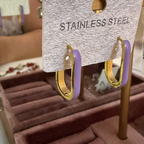 Earrings new, purple and gold color