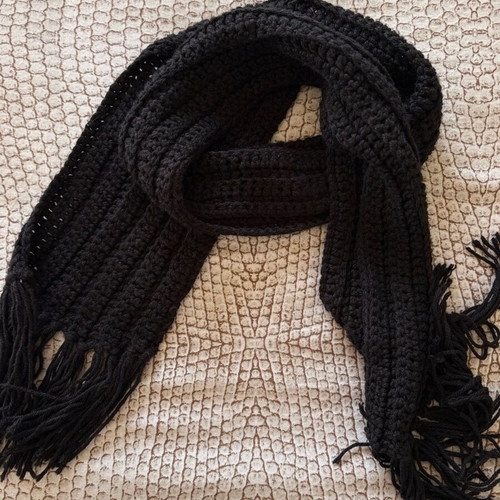 Wool scarf black women's new