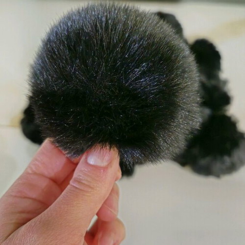 Black synthetic pom poms pack of 16 new